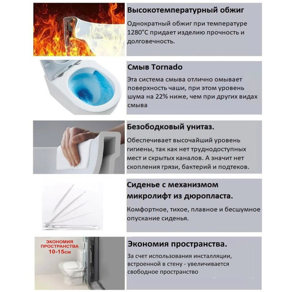 Унитаз подвесной безободковый Cerutti SPA LUIGI Aria Tornado 11101 с тонкой крышкой микролифт (система смыва Торнадо) фото 3