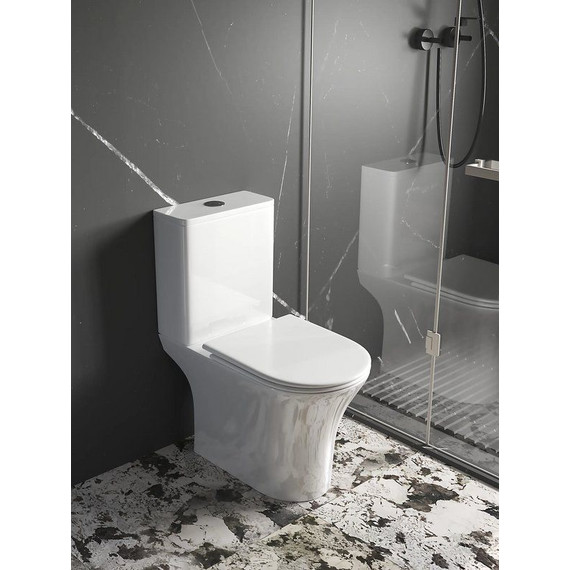 Унитаз-компакт безободковый Cerutti SPA Bernina 11133 с тонкой крышкой микролифт (система смыва Торнадо) фото 2