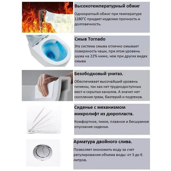 Унитаз-компакт безободковый Cerutti SPA Bernina 11133 с тонкой крышкой микролифт (система смыва Торнадо) фото 3