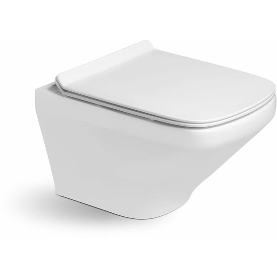 Унитаз подвесной безободковый SantiLine SL-5003 с тонкой крышкой микролифт фото 