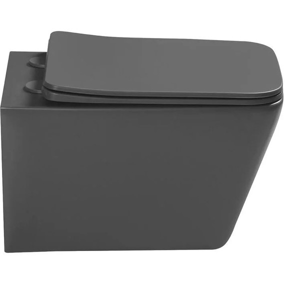 Унитаз подвесной безободковый SantiLine SL-5007DG с тонкой крышкой микролифт, тёмно-серый матовый фото 4