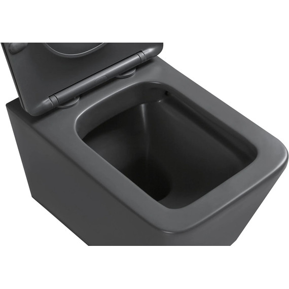 Унитаз подвесной безободковый SantiLine SL-5007DG с тонкой крышкой микролифт, тёмно-серый матовый фото 2