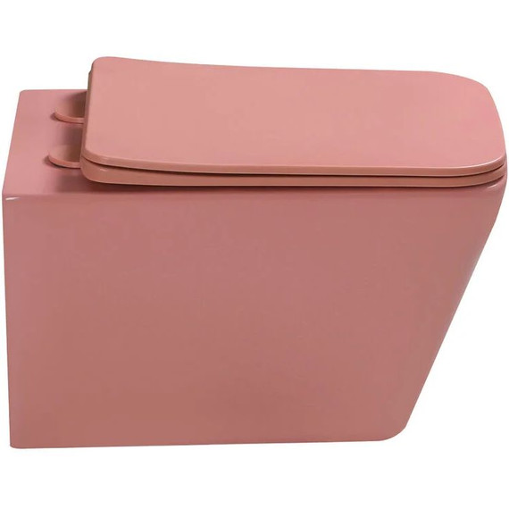Унитаз подвесной безободковый SantiLine SL-5007P с тонкой крышкой микролифт, персиковый матовый фото 3