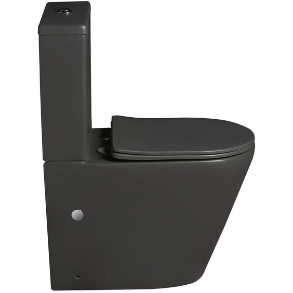 Унитаз-компакт безободковый SantiLine SL-5014MG с тонкой крышкой микролифт фото 2