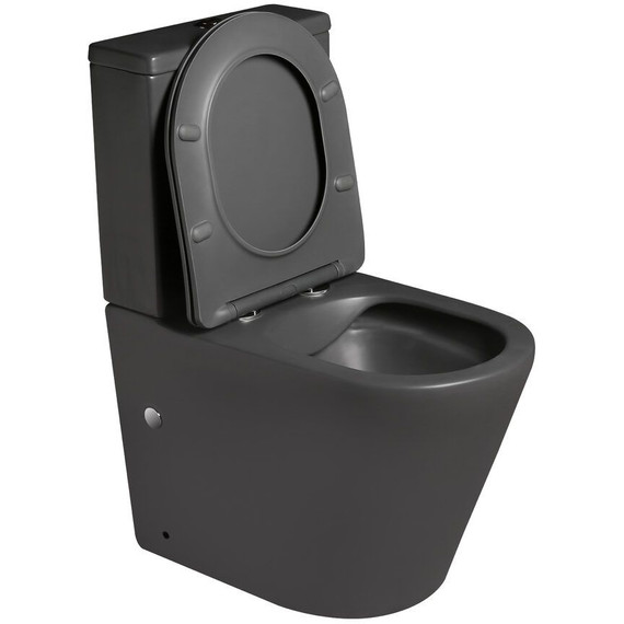 Унитаз-компакт безободковый SantiLine SL-5014MG с тонкой крышкой микролифт фото 4