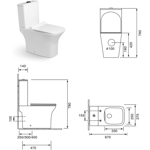 Унитаз-компакт SantiLine SL-5023 с тонкой крышкой микролифт фото 5