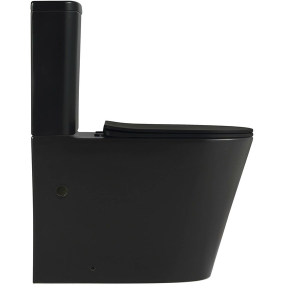Унитаз-компакт безободковый SantiLine SL-5026MB с тонкой крышкой микролифт (система смыва Торнадо) чёрный матовый фото 2