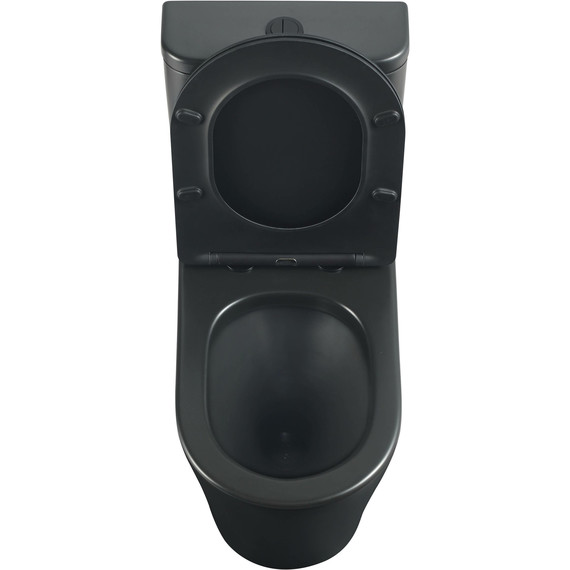 Унитаз-компакт безободковый SantiLine SL-5026MB с тонкой крышкой микролифт (система смыва Торнадо) чёрный матовый фото 4