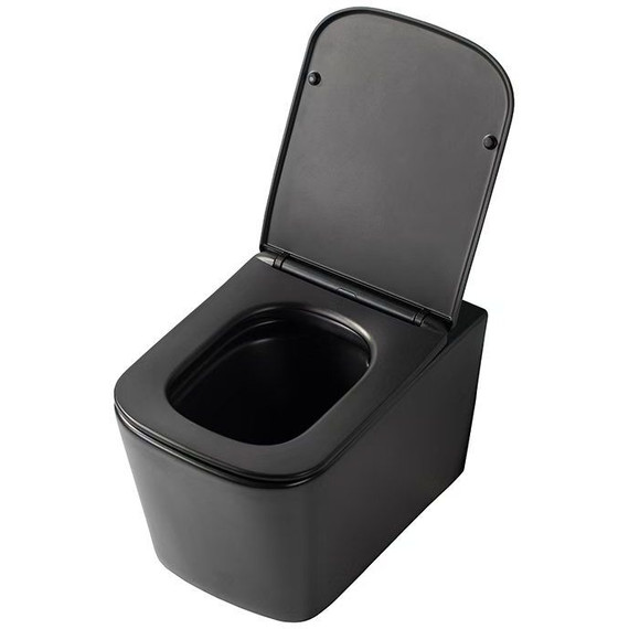 Унитаз подвесной безободковый SantiLine SL-5027MB с тонкой крышкой микролифт (система смыва Торнадо) чёрный матовый - 2 Унитаз подвесной безободковый SantiLine SL-5027MB с тонкой крышкой микролифт (система смыва Торнадо) чёрный матовый фото 2