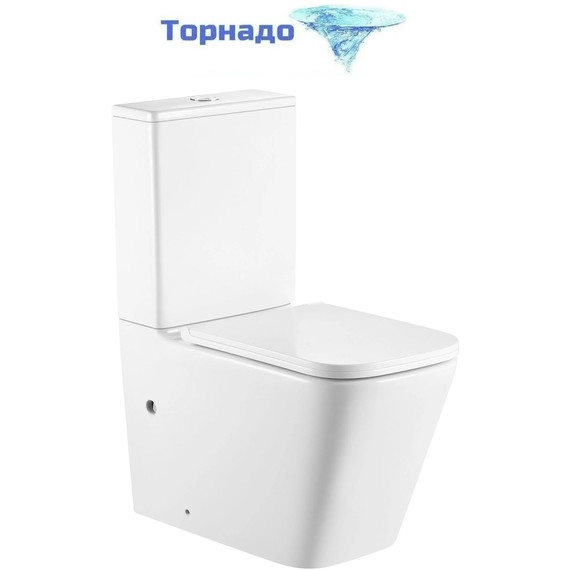 Унитаз-компакт безободковый SantiLine SL-5028 с тонкой крышкой микролифт (система смыва Торнадо) фото 