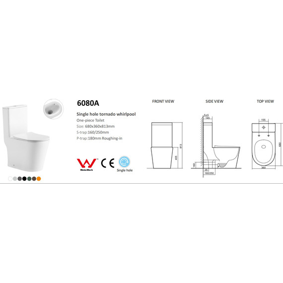 Унитаз-моноблок безободковый SantiLine SL-5029MB с тонкой крышкой микролифт (система смыва Торнадо) чёрный матовый фото 2