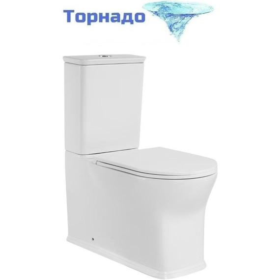 Унитаз-компакт безободковый SantiLine SL-5042 с тонкой крышкой микролифт (система смыва Торнадо) фото 