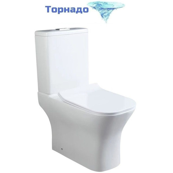 Унитаз-компакт безободковый SantiLine SL-5043 с тонкой крышкой микролифт (система смыва Торнадо) фото 