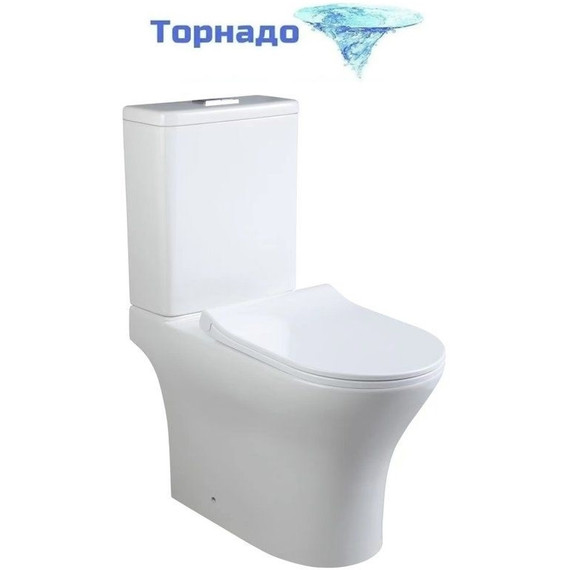 Унитаз-компакт безободковый SantiLine SL-5044 с тонкой крышкой микролифт (система смыва Торнадо) фото 
