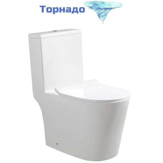 Унитаз-компакт безободковый SantiLine SL-5045 с тонкой крышкой микролифт (система смыва Торнадо) фото 
