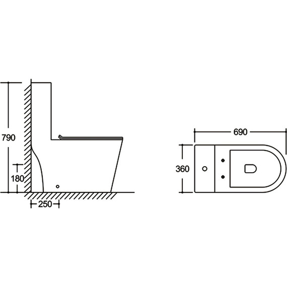 Унитаз-компакт безободковый SantiLine SL-5045 с тонкой крышкой микролифт (система смыва Торнадо) фото 2