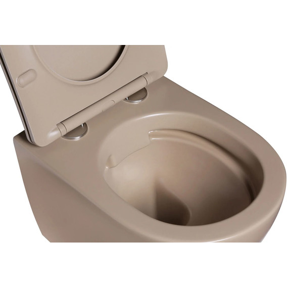 Унитаз подвесной безободковый SantiLine SL-5102 с тонкой крышкой микролифт, коричневый матовый фото 3