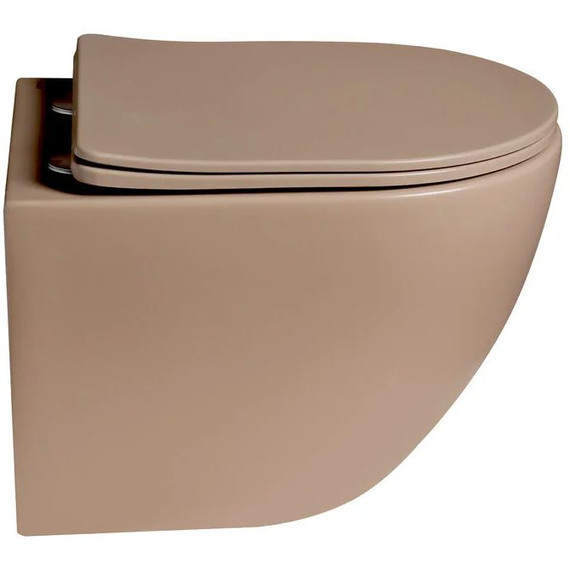 Унитаз подвесной безободковый SantiLine SL-5102 с тонкой крышкой микролифт, коричневый матовый фото 2
