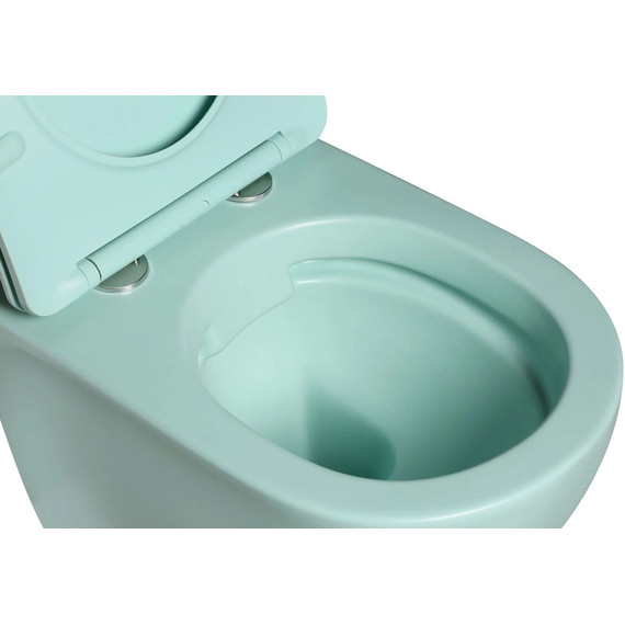 Унитаз подвесной безободковый SantiLine SL-5103 с тонкой крышкой микролифт, светло-зелёный матовый фото 3