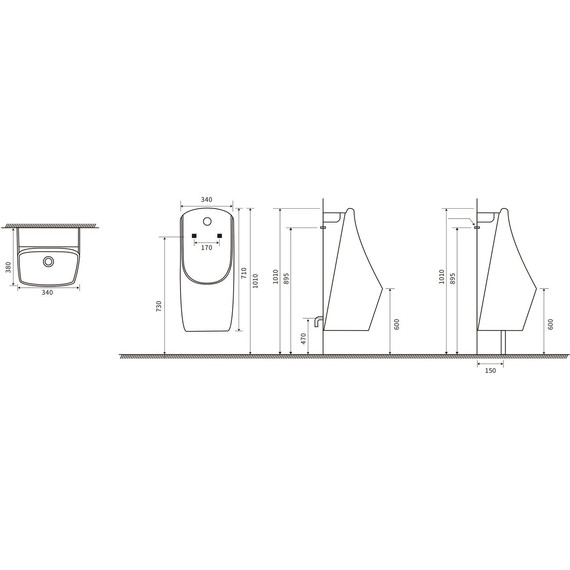 Писсуар подвесной SantiLine SL-6004MB (подвод воды скрытый) чёрный фото 2