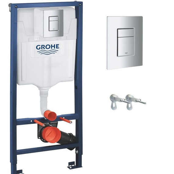 Инсталляция для подвесного унитаза Grohe Rapid SL 38772001 с кнопкой смыва хром матовый, Цвет производителя: хром матовый фото 