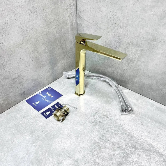 Смеситель для раковины высокий Haiba HB11726-5, золото фото 6