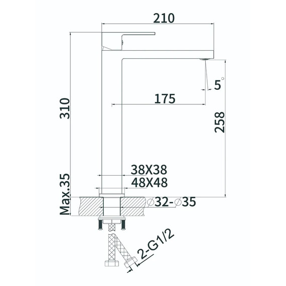 Смеситель для раковины высокий Belz B11613-7, чёрный фото 25