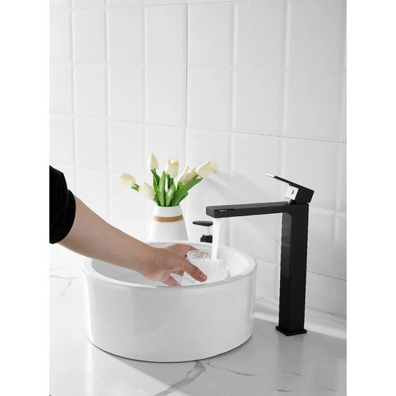 Смеситель для раковины высокий Belz B11613-7, чёрный фото 12