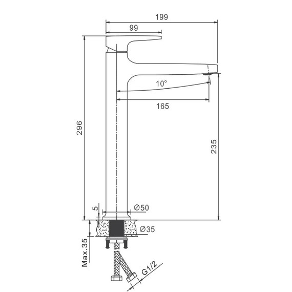 Смеситель для раковины высокий Belz B11713-3, графит фото 19
