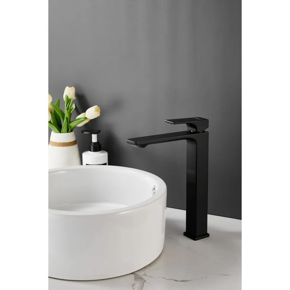 Смеситель для раковины высокий Belz B11709-7, чёрный фото 2