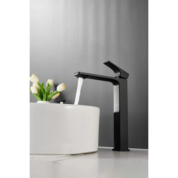 Смеситель для раковины высокий Belz B11709-7, чёрный фото 3