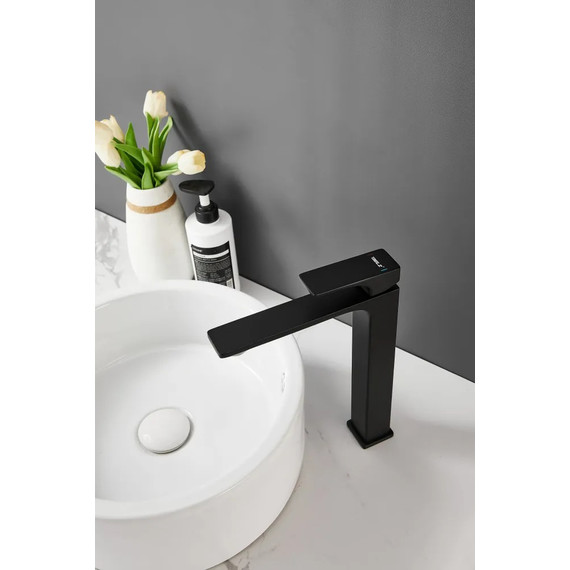 Смеситель для раковины высокий Belz B11709-7, чёрный фото 6