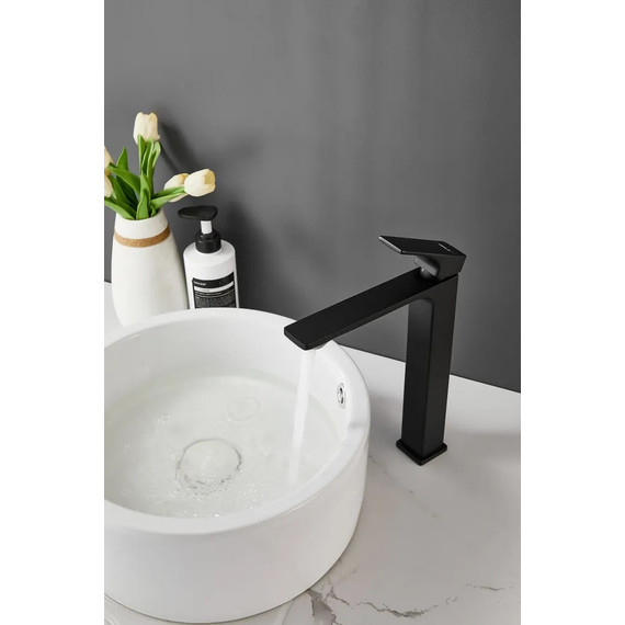 Смеситель для раковины высокий Belz B11709-7, чёрный фото 8