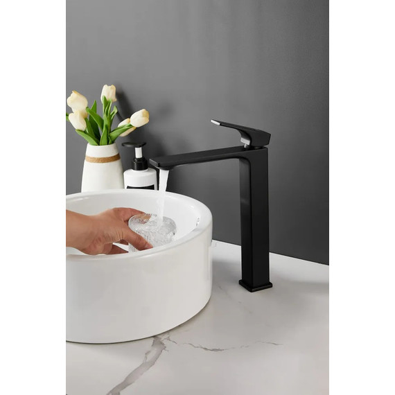 Смеситель для раковины высокий Belz B11709-7, чёрный фото 11