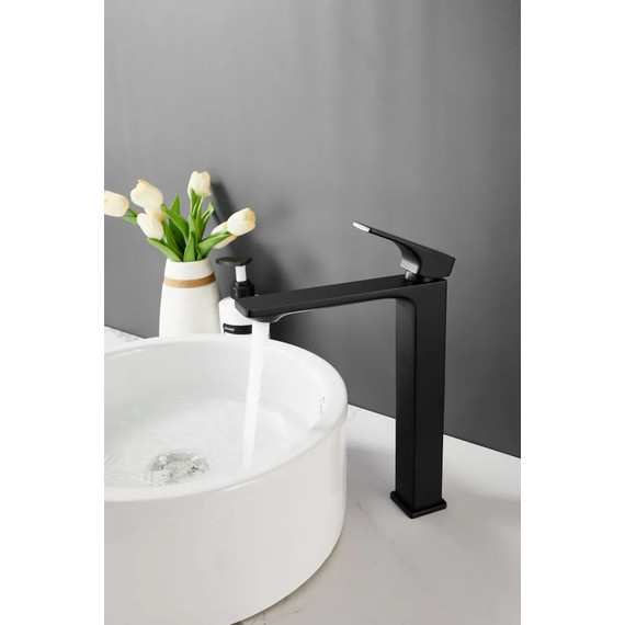 Смеситель для раковины высокий Belz B11709-7, чёрный фото 10