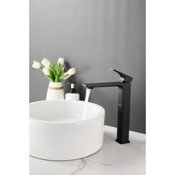 Смеситель для раковины высокий Belz B11709-7, чёрный фото 7