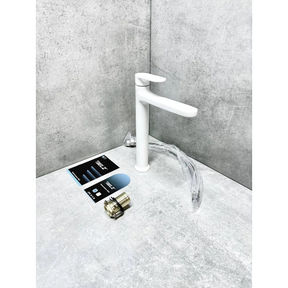 Смеситель для раковины высокий Belz B11713-8, белый фото 6