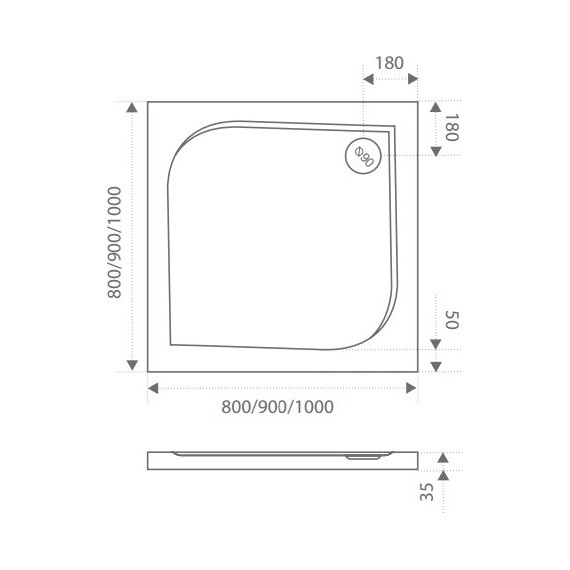 Каменный поддон Bas Квадро 100х100 см - 2 Каменный поддон Bas Квадро 100х100 см фото 2