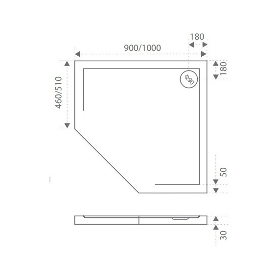Каменный поддон Bas Пента 90х90 см - 2 Каменный поддон Bas Пента 90х90 см фото 2