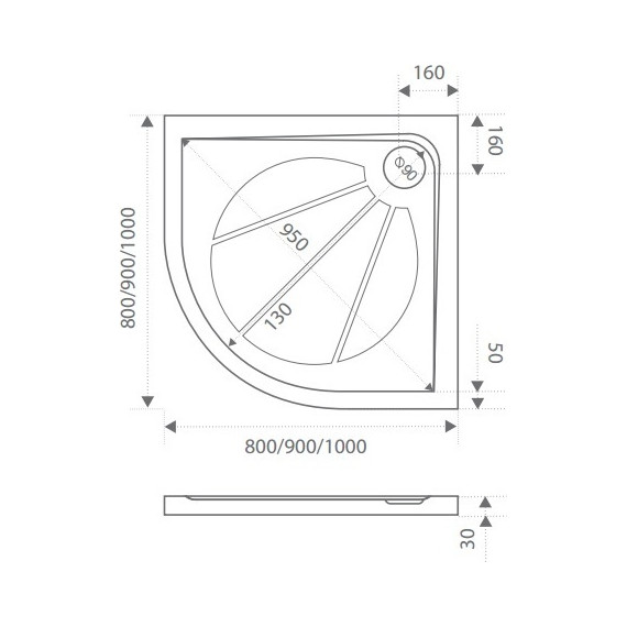 Каменный поддон Bas Эклипс 80х80 см - 2 Каменный поддон Bas Эклипс 80х80 см фото 2
