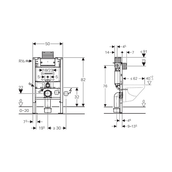 Инсталляция для подвесного унитаза Geberit Duofix Omega h82 111.003.00.1 фото 3