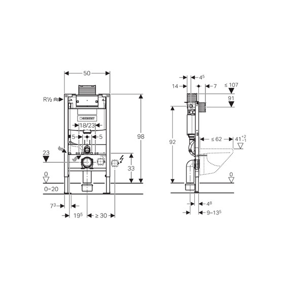 Инсталляция для подвесного унитаза Geberit Duofix Omega h98 111.030.00.1 фото 3