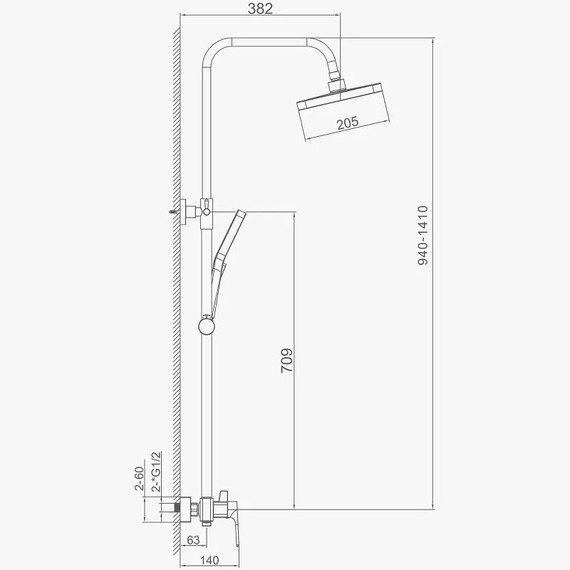 Душевая стойка с термостатом Haiba HB24537-7, чёрный - 19 Душевая стойка с термостатом Haiba HB24537-7, чёрный фото 19
