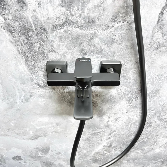 Смеситель для ванны Haiba HB60726-3, оружейная сталь фото 9