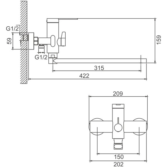 Смеситель для ванны Belz B22813-7, чёрный фото 16
