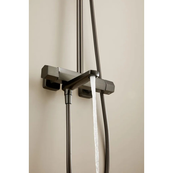 Душевая стойка с термостатом Haiba HB24726-3, оружейная сталь фото 12