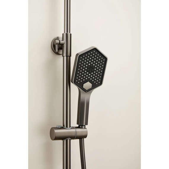 Душевая стойка с термостатом Haiba HB24726-3, оружейная сталь фото 7