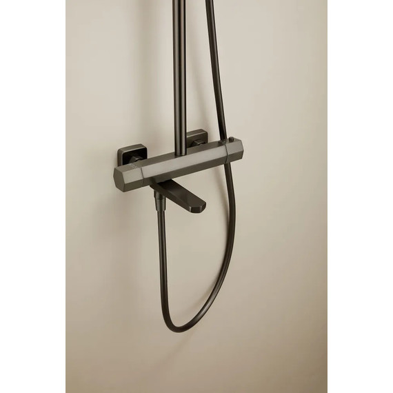 Душевая стойка с термостатом Haiba HB24726-3, оружейная сталь фото 8