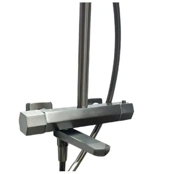 Душевая стойка с термостатом Haiba HB24726-3, оружейная сталь фото 2