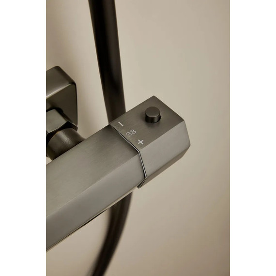Душевая стойка с термостатом Haiba HB24726-3, оружейная сталь фото 4